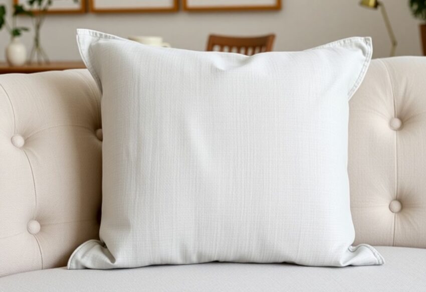 Gris Pastel : housse de coussin en lin HOME SWEET HOME